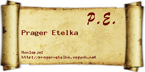 Prager Etelka névjegykártya